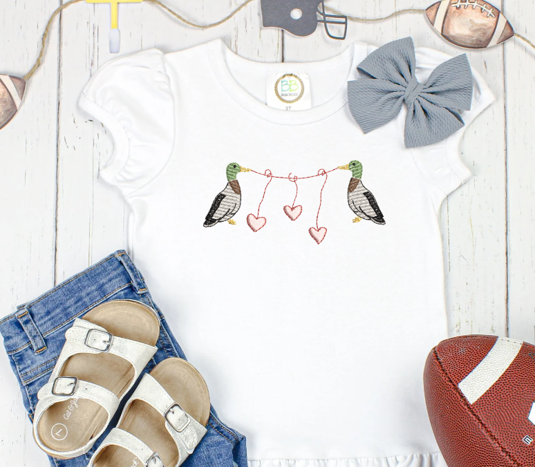 Valentine Mallard Duck Embroidery