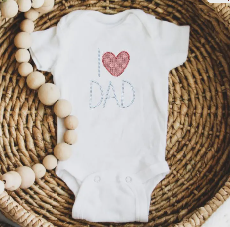 I Heart Dad Embroidery Design for Father's Day