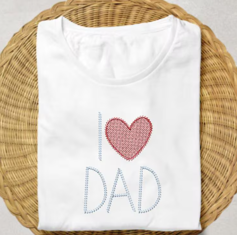 I Heart Dad Embroidery Design for Father's Day
