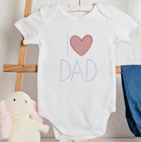 I Heart Dad Embroidery Design for Father's Day