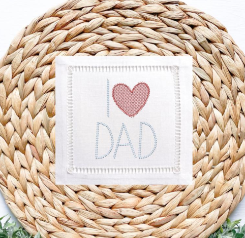 I Heart Dad Embroidery Design for Father's Day