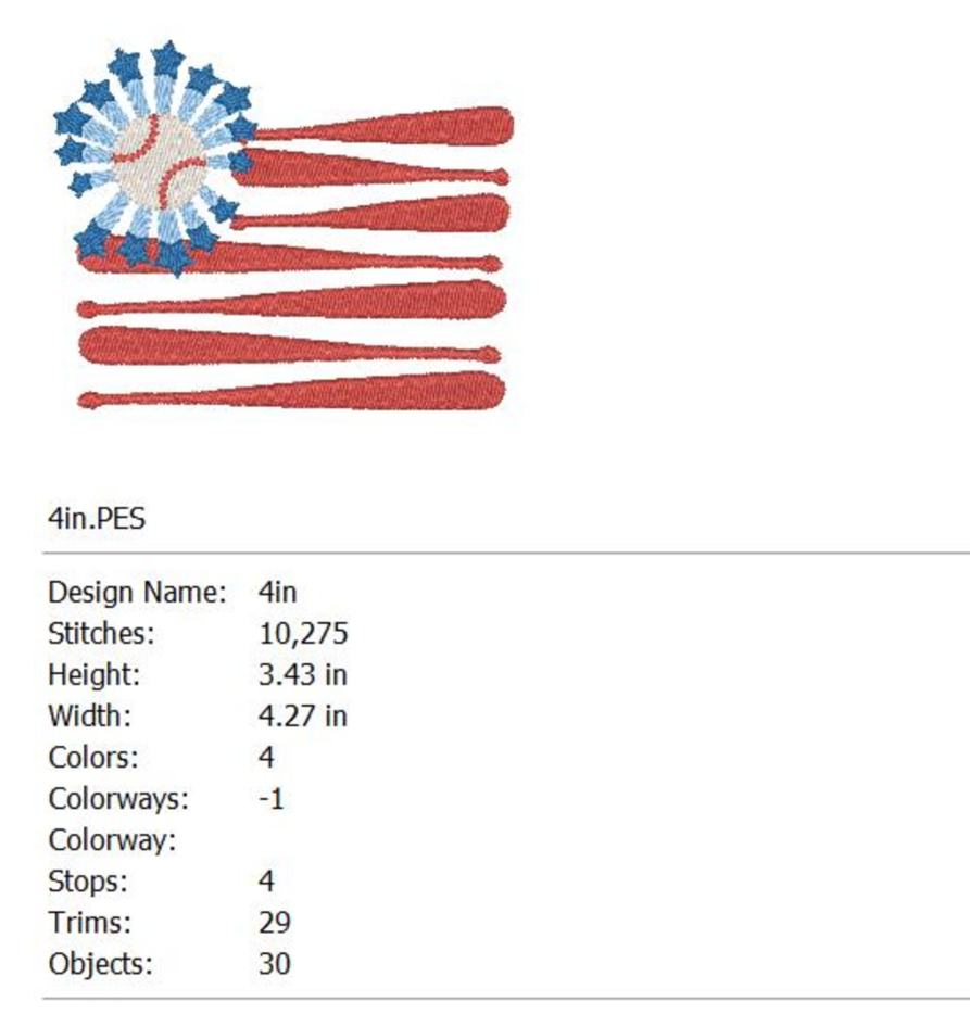 Baseball Embroidery Design Patriotic Embroidery for Summer Machine Embroidery