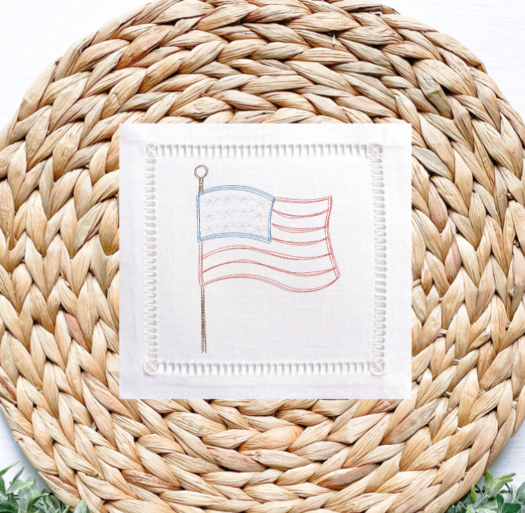 American Flag Bow Embroidery Design