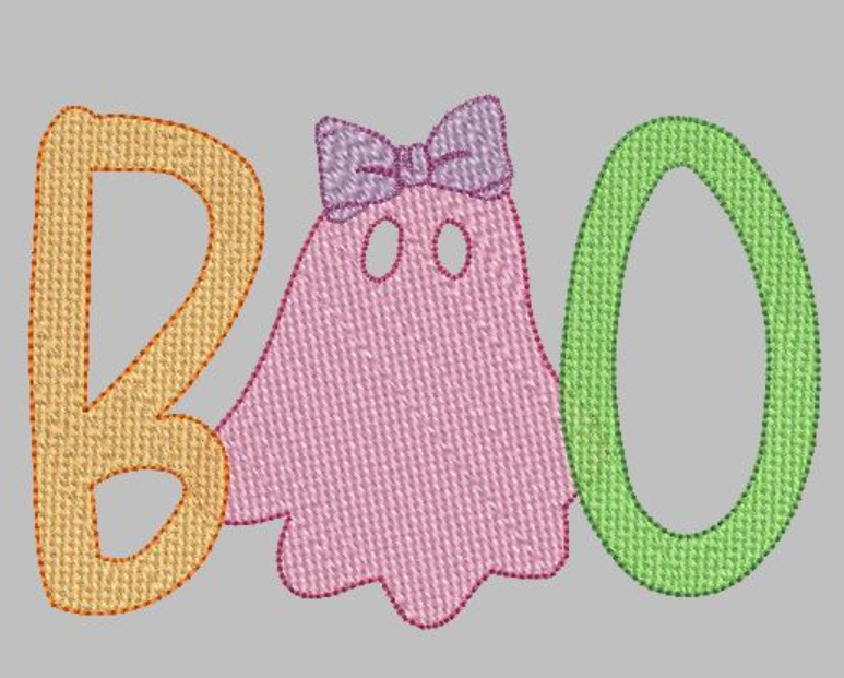 Boo Embroidery Design for Halloween
