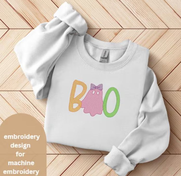 Boo Embroidery Design for Halloween