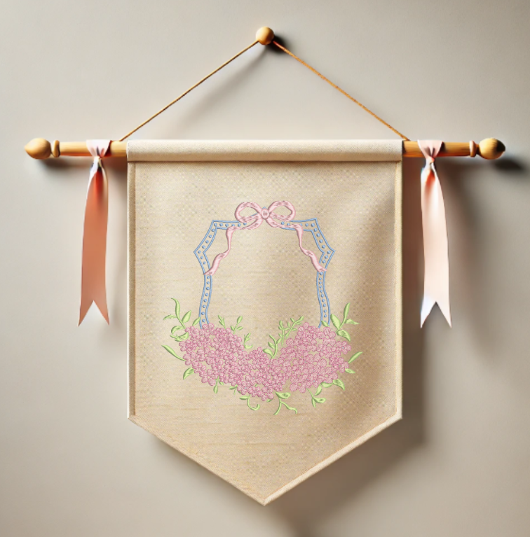 Monogram Crest Embroidery Design with FONT
