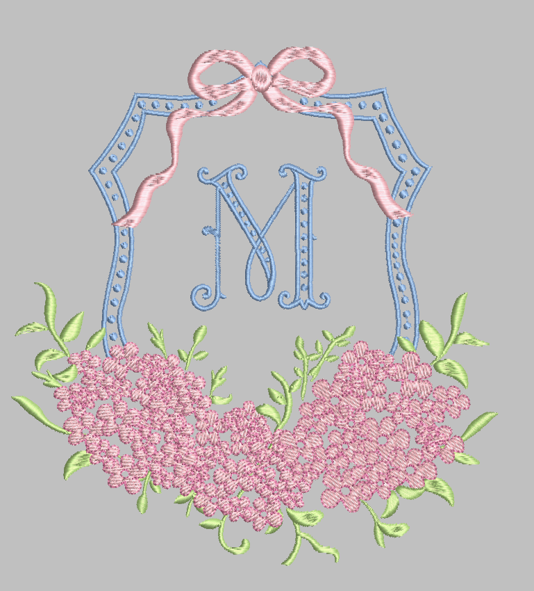 Monogram Crest Embroidery Design with FONT