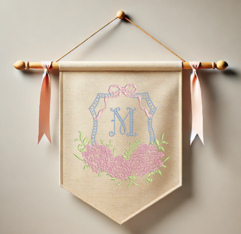Monogram Crest Embroidery Design with FONT