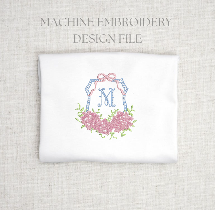 Monogram Crest Embroidery Design with FONT