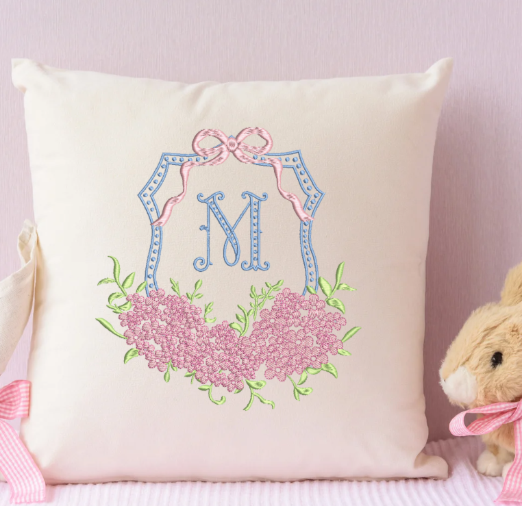 Monogram Crest Embroidery Design with FONT