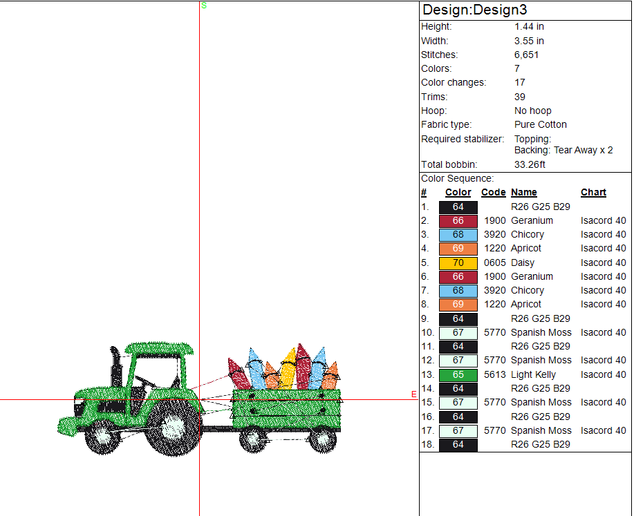 Back to School Tractor Embroidery Design