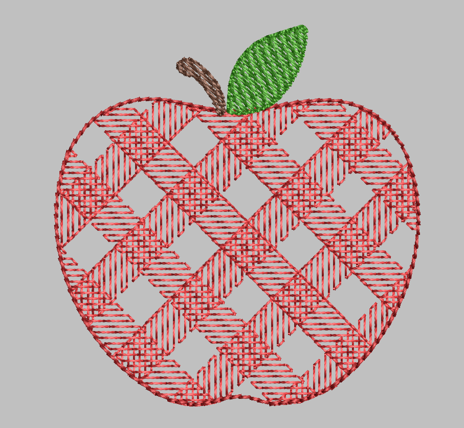 Gingham Apple Back to School Embroidery Design for Machine Embroidery Project Plaid Apple Embroidery