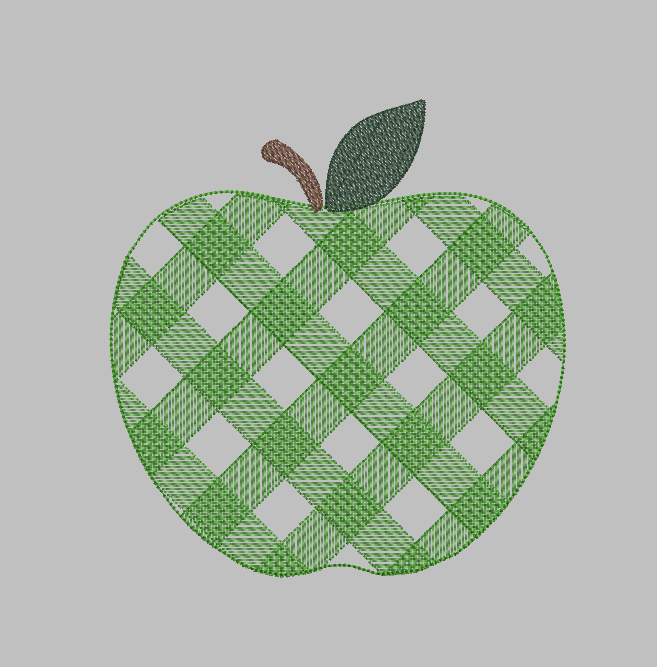 Gingham Apple Back to School Embroidery Design for Machine Embroidery Project Plaid Apple Embroidery