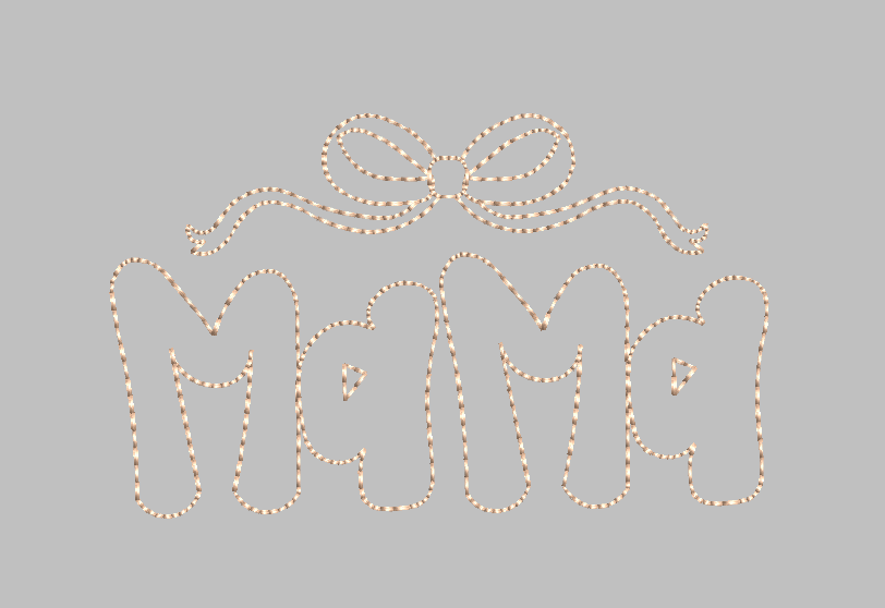 MAMA Embroidery Design, Grandmillenial Font Style with Coquette Bow, Outline Stitch File