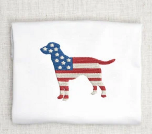American Flag Dog Embroidery Design for Machine Embroidery