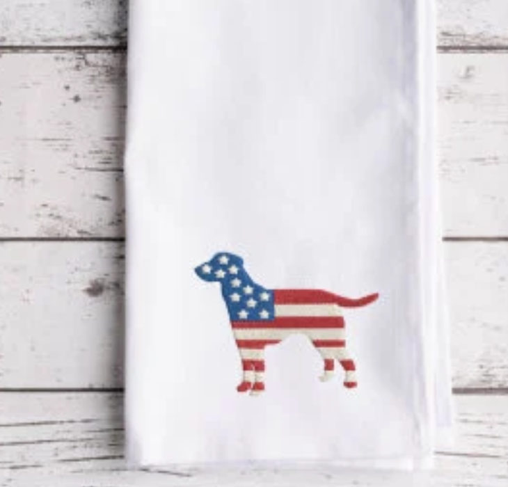 American Flag Dog Embroidery Design for Machine Embroidery