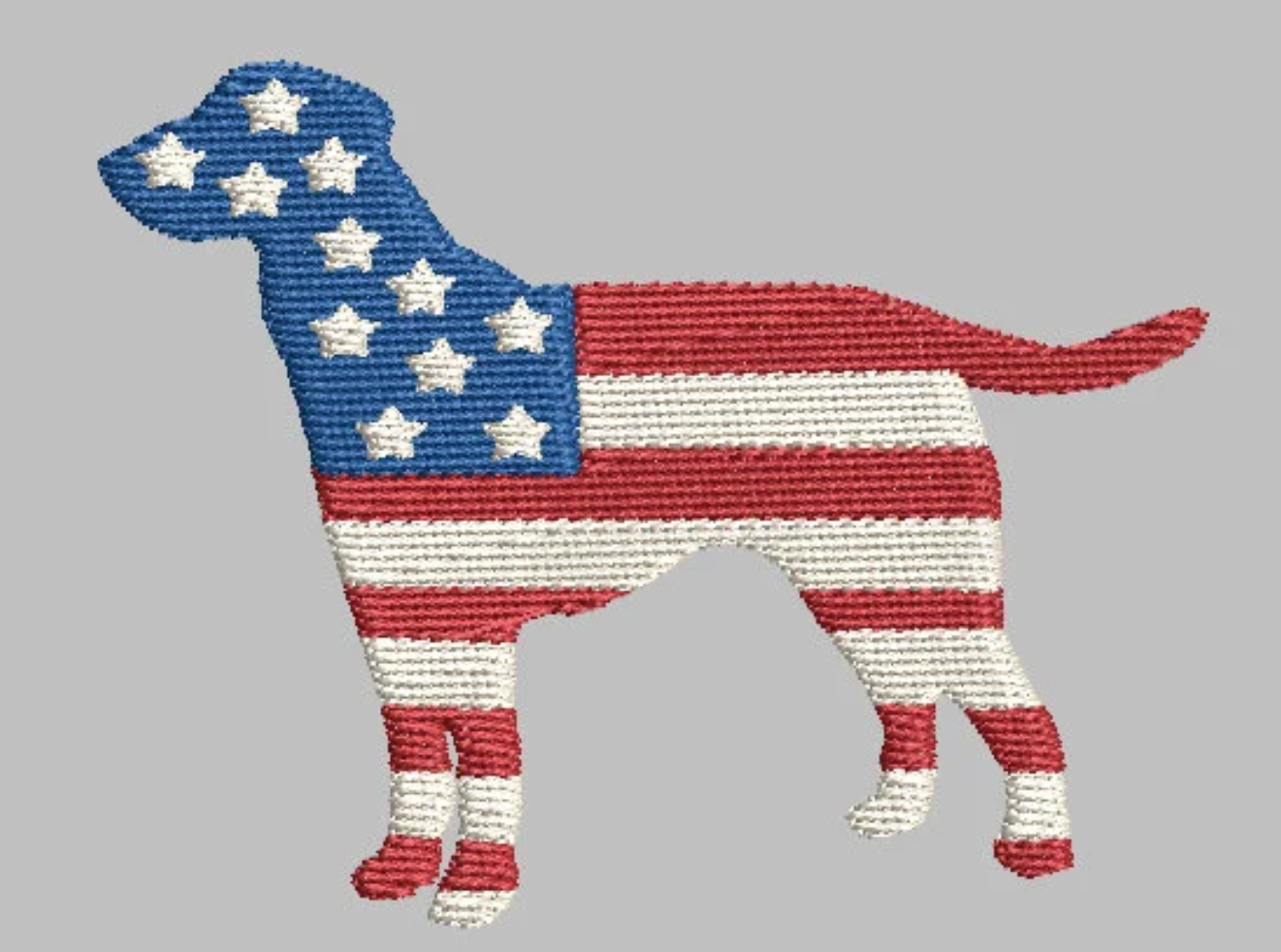 American Flag Dog Embroidery Design for Machine Embroidery