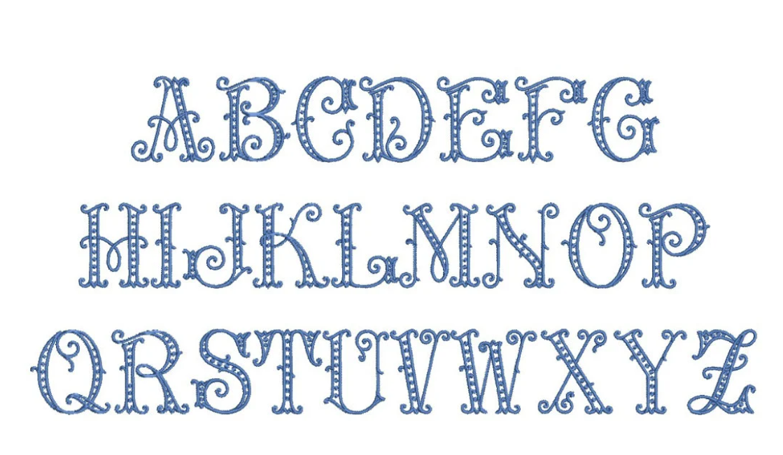 Fancy Embroidery Font, Machine Embroidery Monogram Font