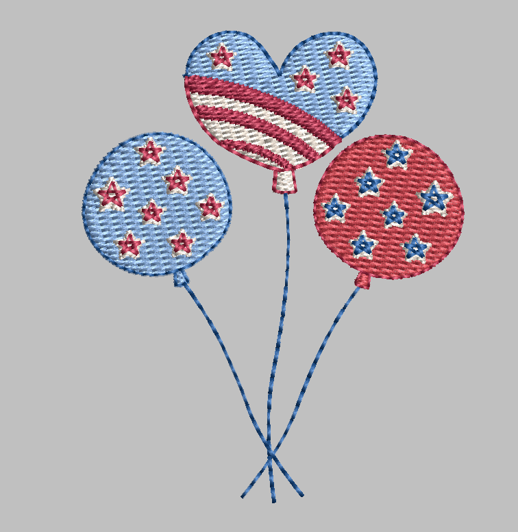 USA Balloon Embroidery Design for Machine Embroidery