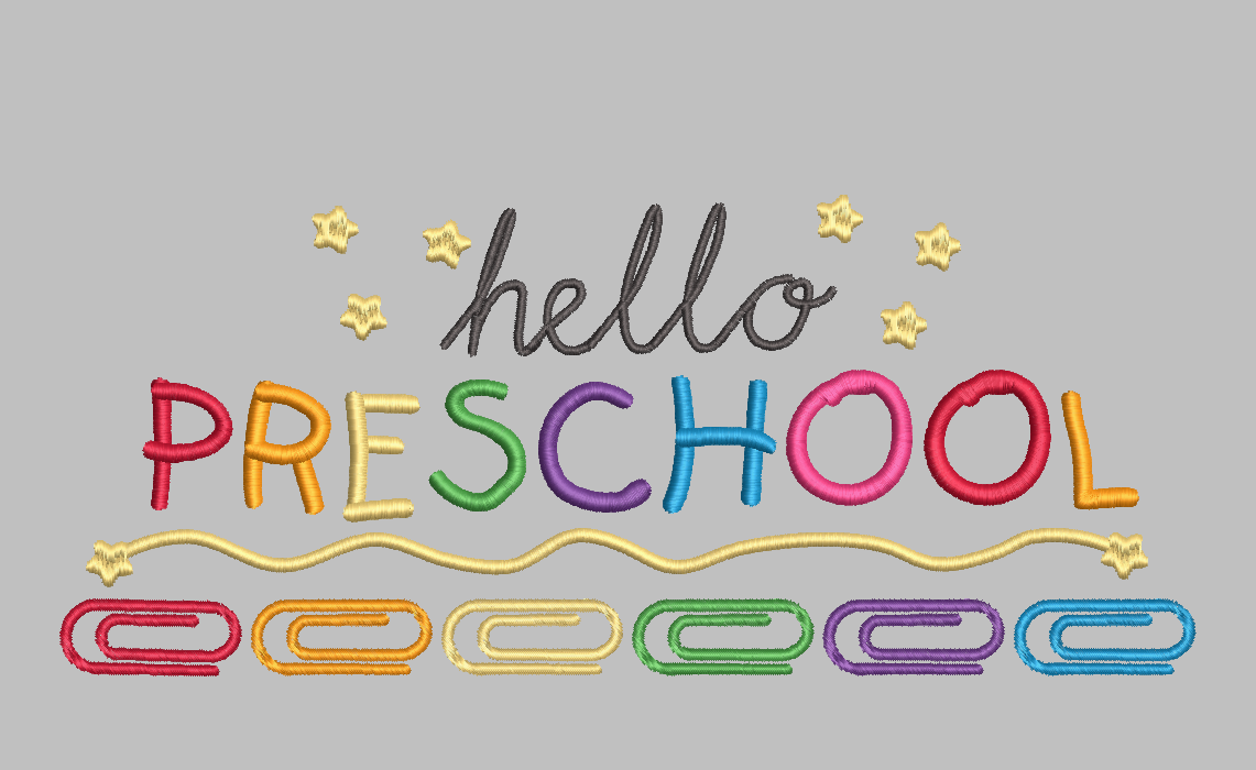 Hello PreK Embroidery Design, Back to School Embroidery Design