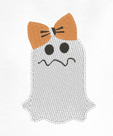 Ghost Embroidery design with bow