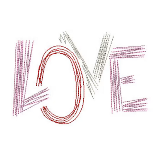 Love Embroidery Design, Scribble Embroidery, Light Fill Design for Machine Embroidery