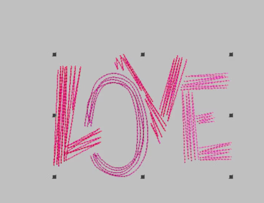 Love Embroidery Design, Scribble Embroidery, Light Fill Design for Machine Embroidery