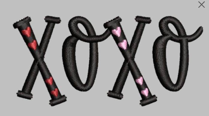 XOXO Embroidery Design, Valentine Embroidery Design