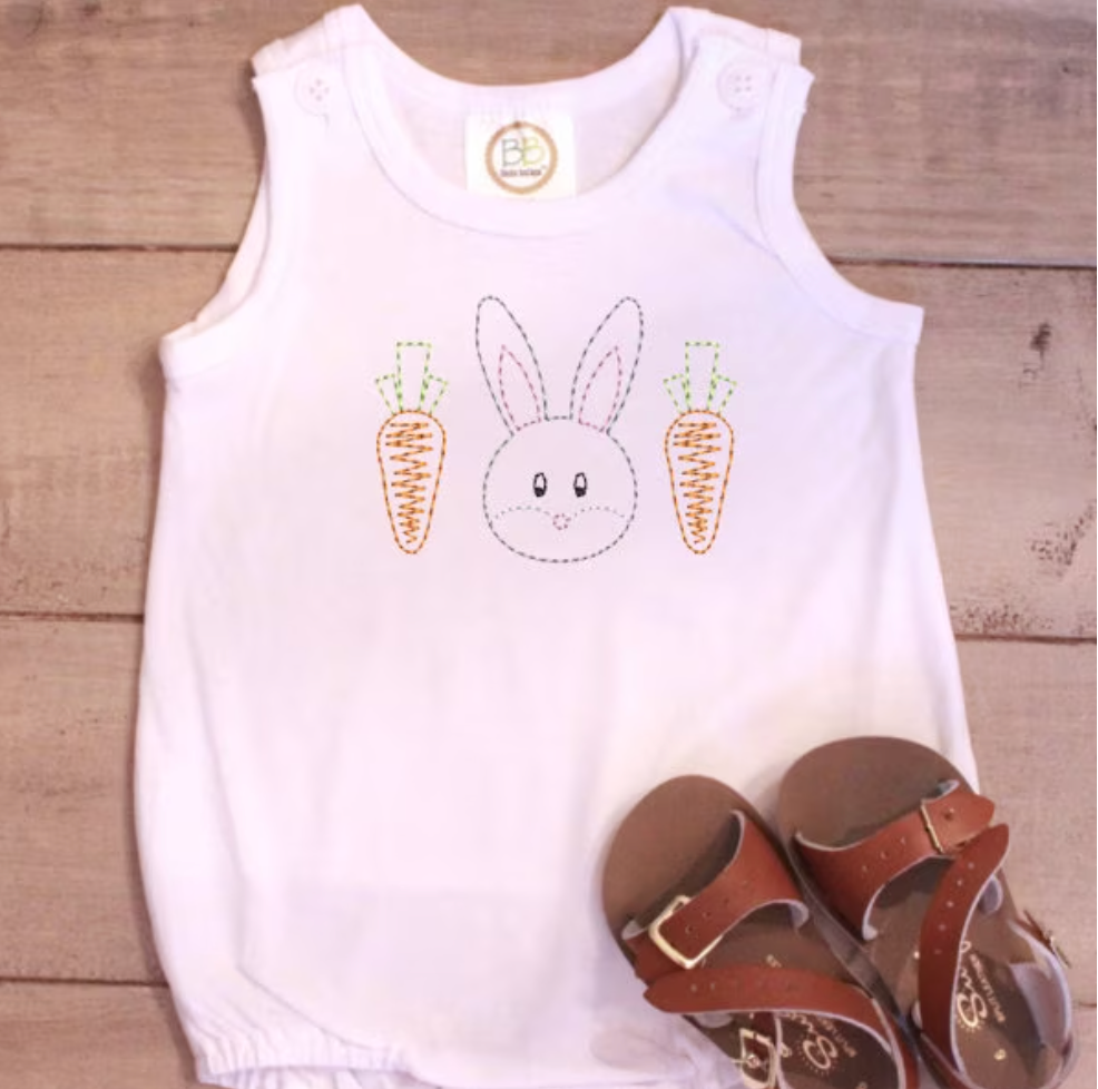 Easter Bunny Embroidery Design, Bunny and Carrots Design