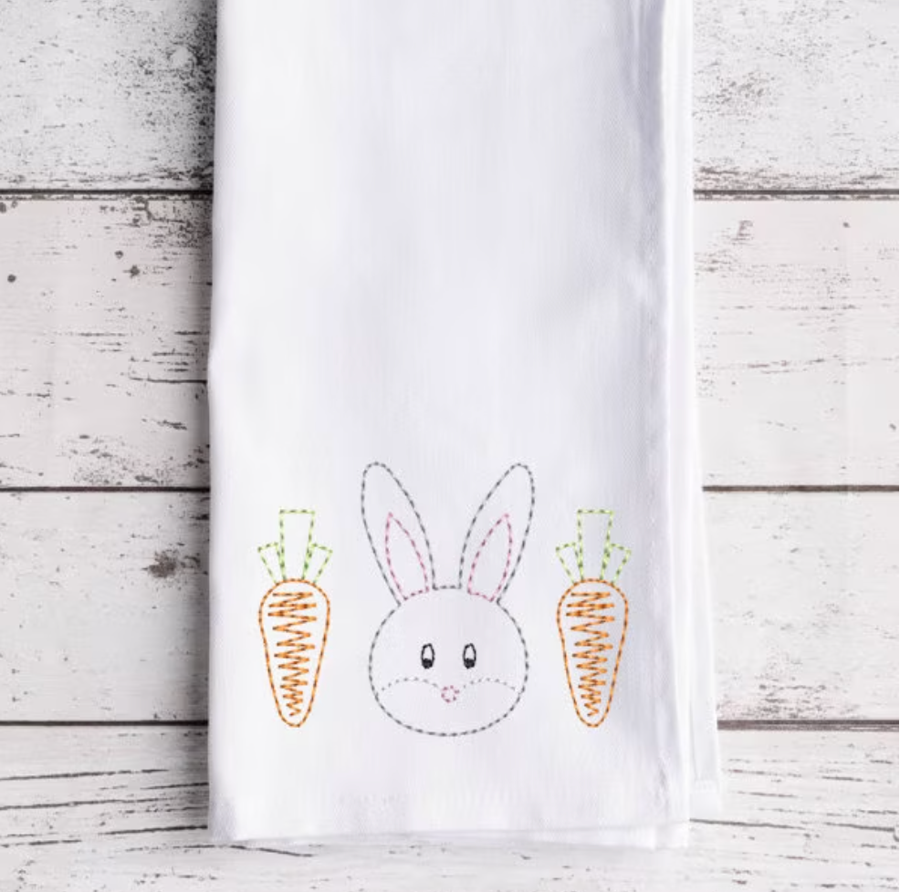 Easter Bunny Embroidery Design, Bunny and Carrots Design