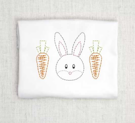 Easter Bunny Embroidery Design, Bunny and Carrots Design
