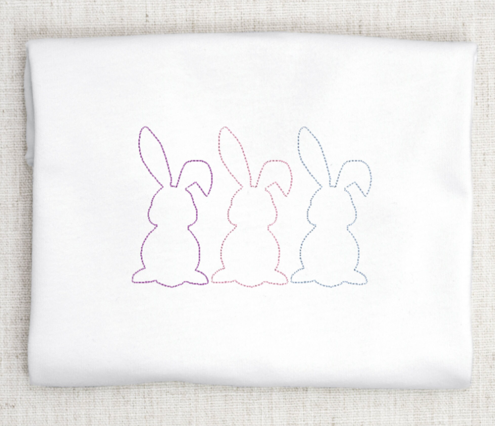 Easter Bunny Sketch Embroidery Design, Bean Stitch, Running Stitch Simple Embroidery Design