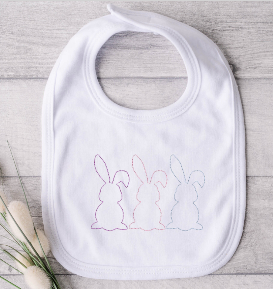 Easter Bunny Sketch Embroidery Design, Bean Stitch, Running Stitch Simple Embroidery Design