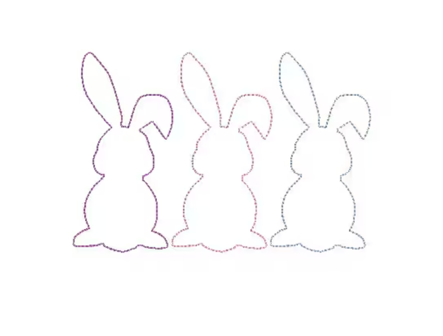 Easter Bunny Sketch Embroidery Design, Bean Stitch, Running Stitch Simple Embroidery Design