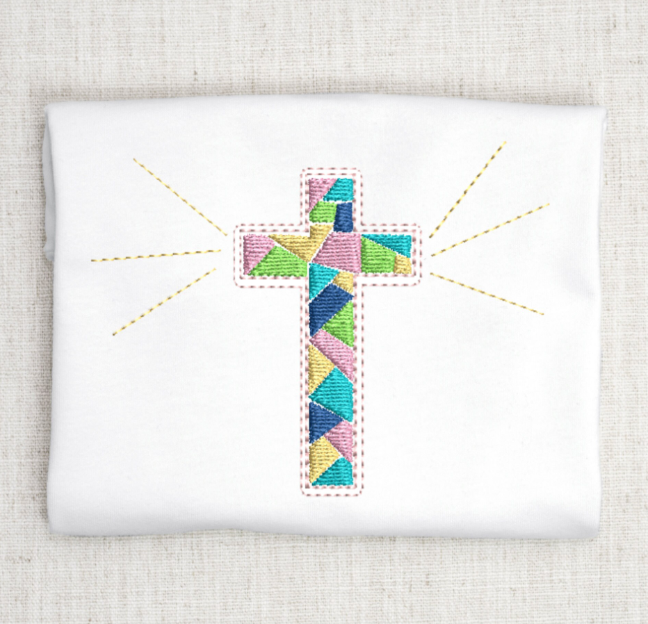 Embroidered Cross Pattern Cross Embroidery Design, Easter Cross, Stained Glass Cross Embroidery ...