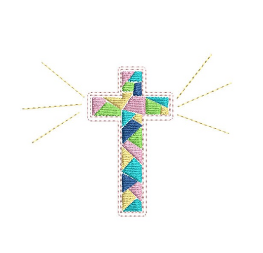 Cross Embroidery Design, Easter Cross, Stained Glass Cross Embroidery