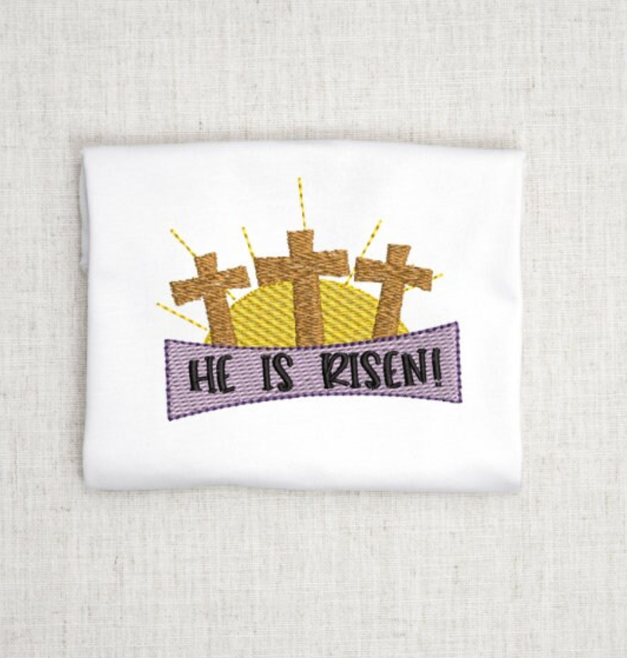 He Is Risen Easter Embroidery Design, Spring embroidery Design, Cross Embroidery