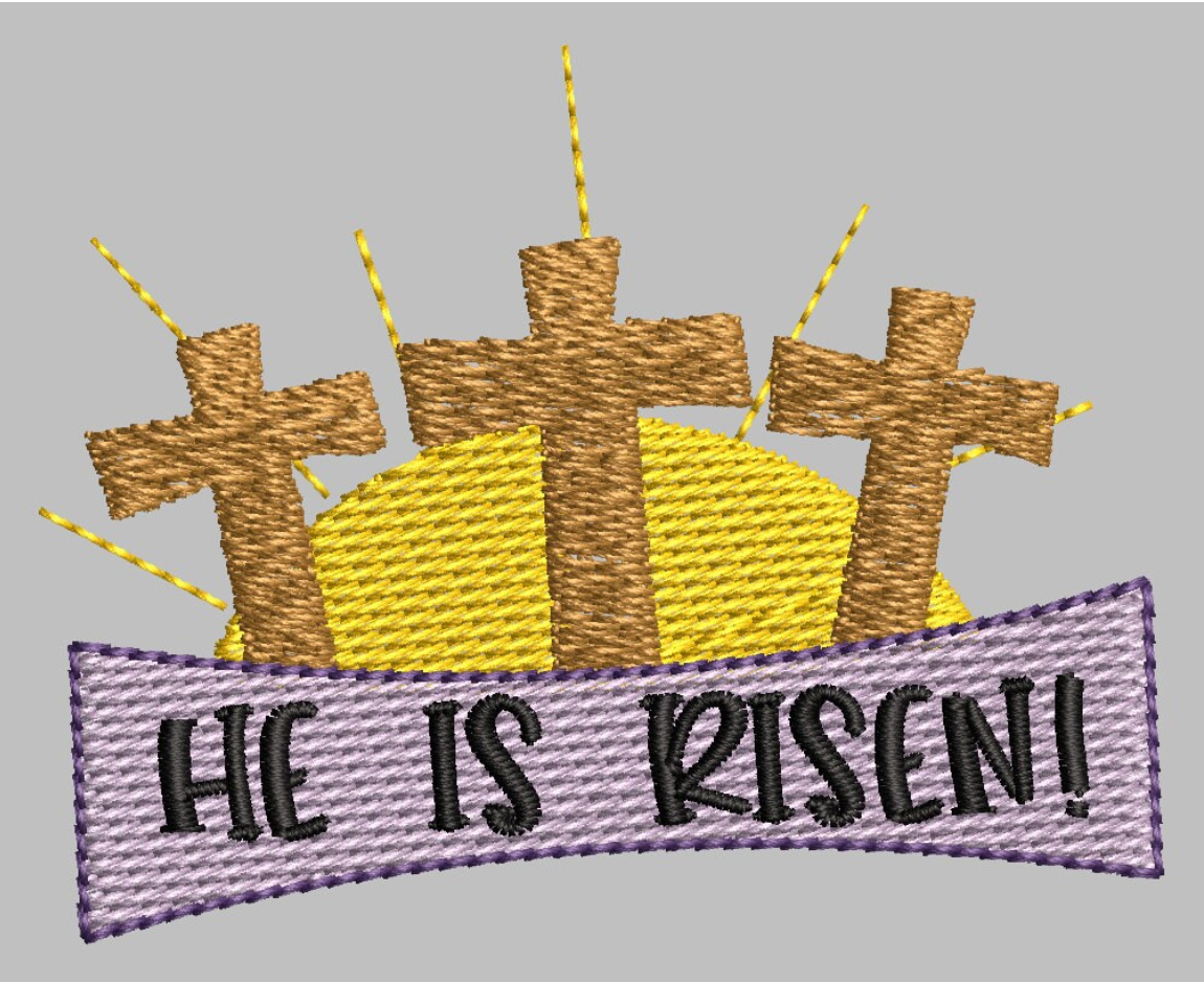 He Is Risen Easter Embroidery Design, Spring embroidery Design, Cross Embroidery