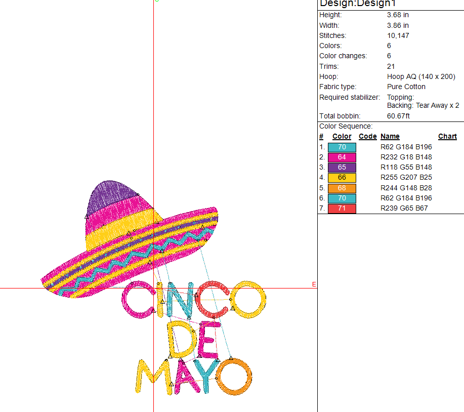 Cinco De Mayo Embroidery Design for Instant Download