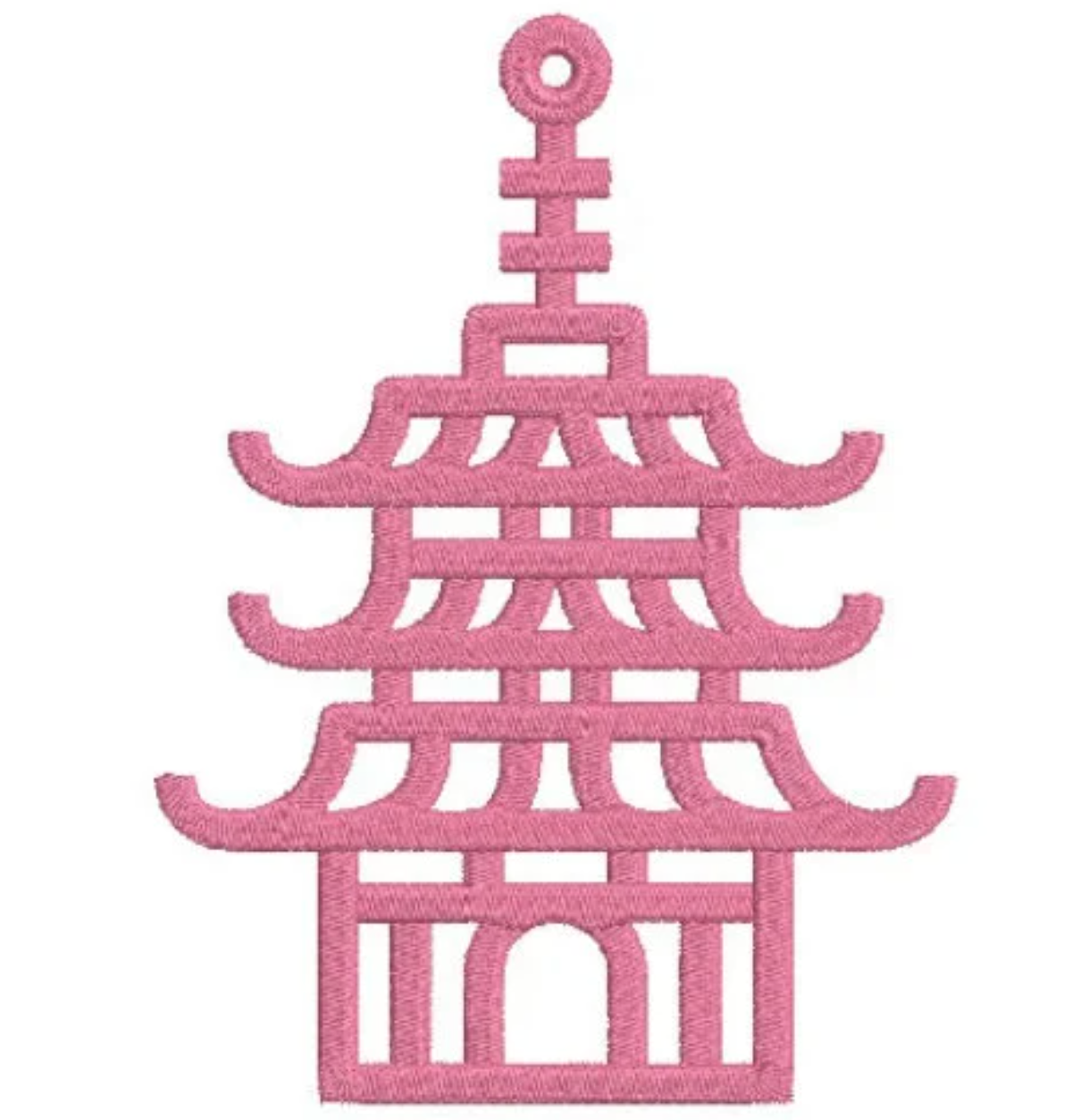 Pagoda Embroidery Design, Chinoiserie Embroidery