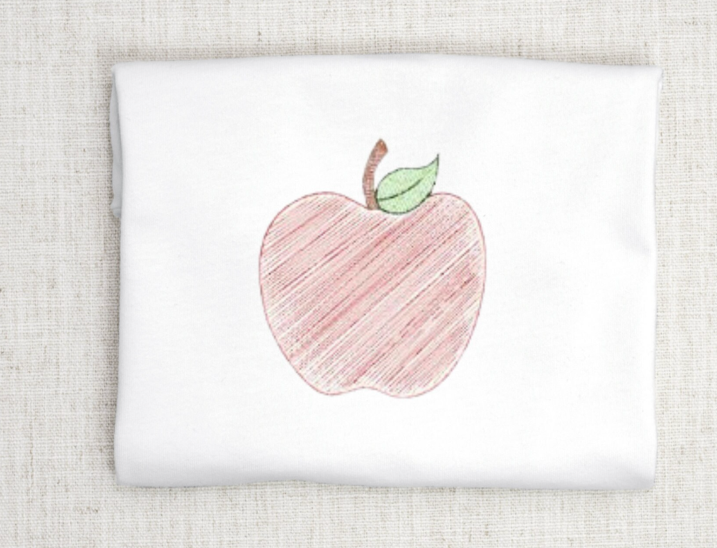 Apple Sketch Embroidery Design, Apple Embroidery for Machine Embroidery, Back to School Embroidery Design