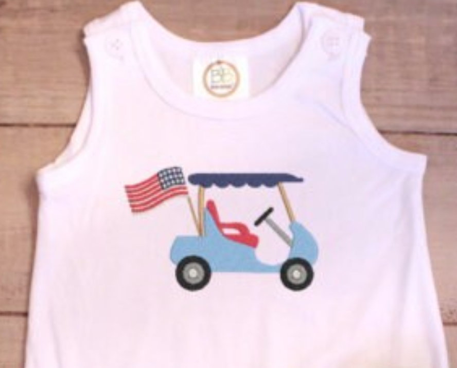 GOLF CART American flag Embroidery Design for Fourth of July, Patriotic Embroidery