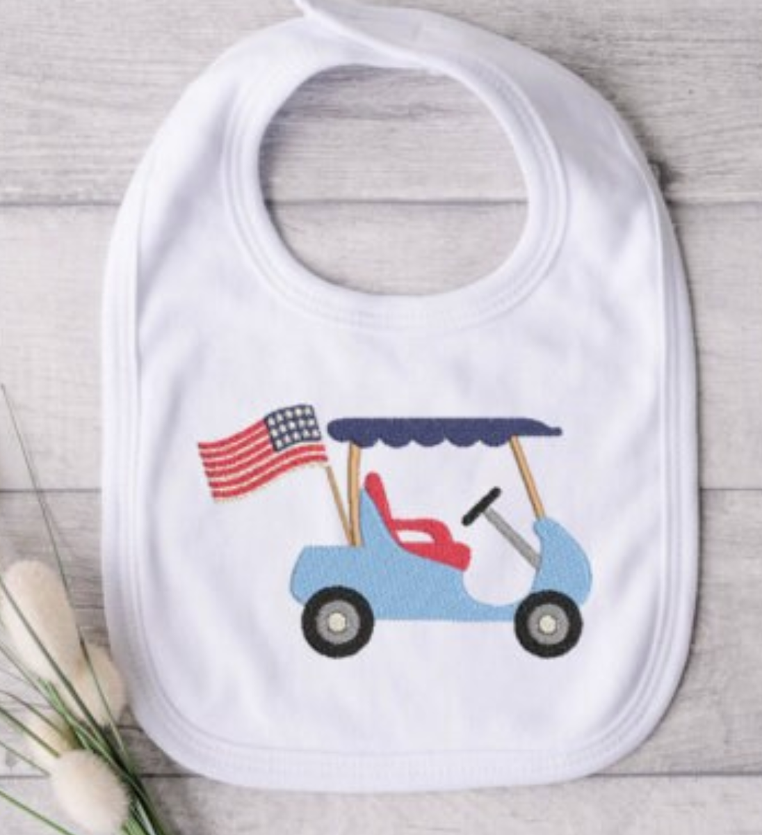 GOLF CART American flag Embroidery Design for Fourth of July, Patriotic Embroidery