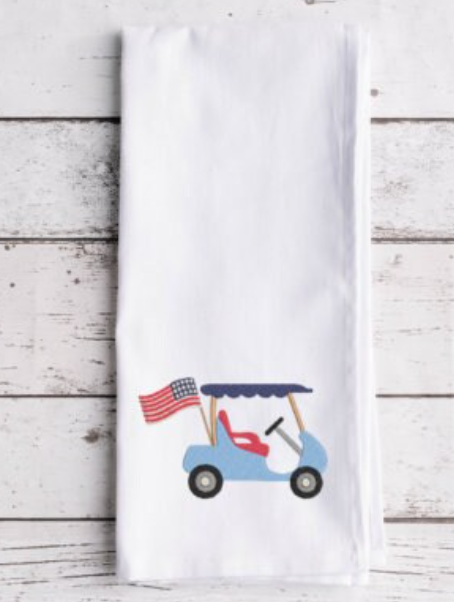 GOLF CART American flag Embroidery Design for Fourth of July, Patriotic Embroidery