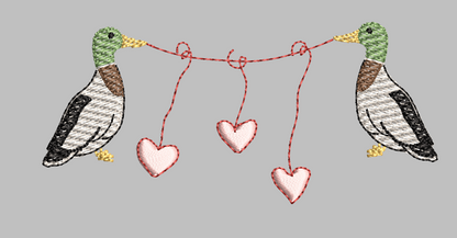 Valentine Mallard Duck Embroidery
