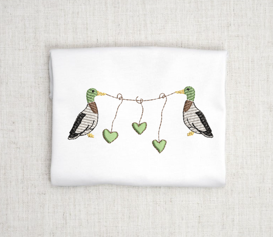 Valentine Mallard Duck Embroidery