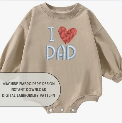 I heart mom, I heart dad embroidery design bundle for machine embroidery