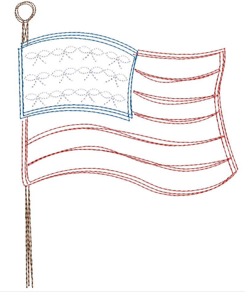 American Flag Bow Embroidery Design