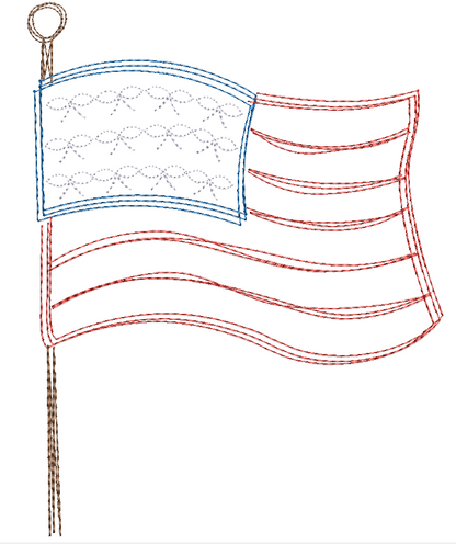 American Flag Bow Embroidery Design