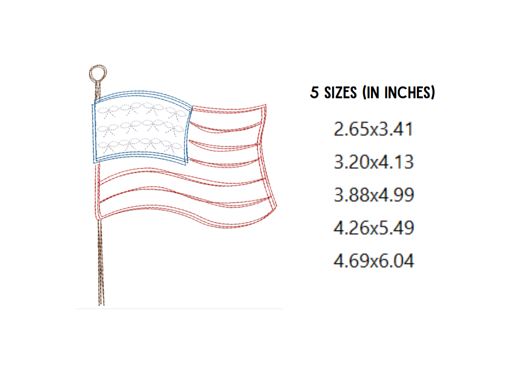 American Flag Bow Embroidery Design